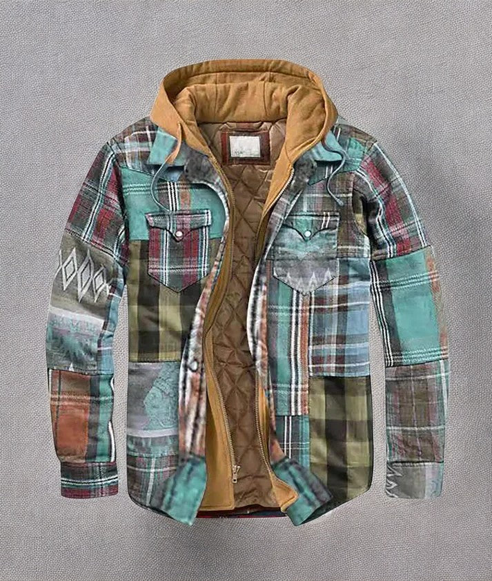 Highland Check - Premium Kapuzenjacke Karo