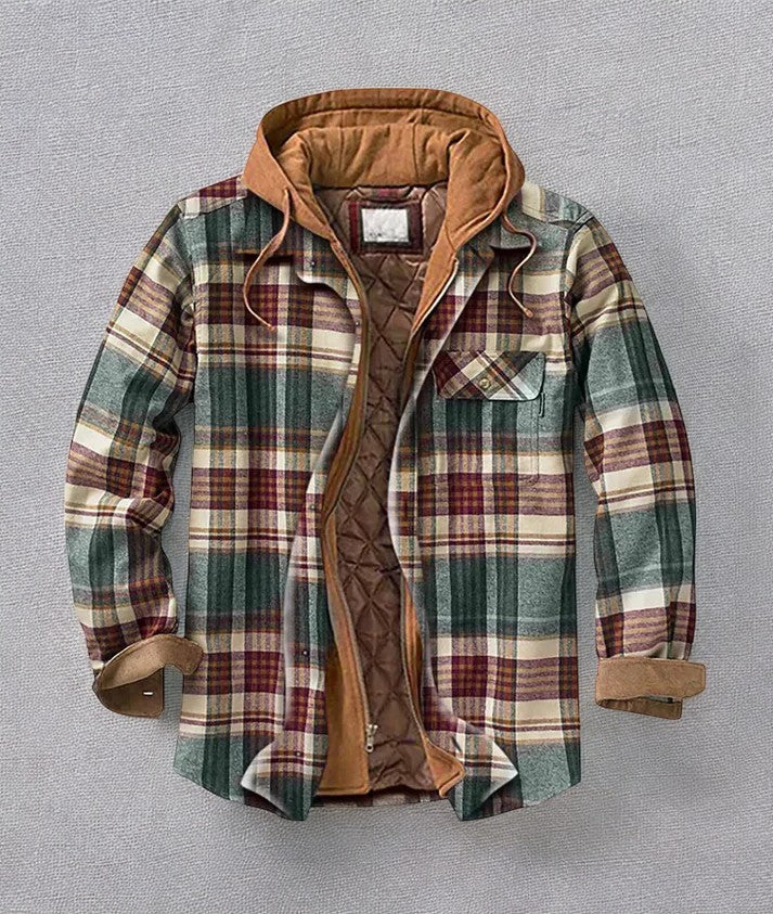 Highland Check - Premium Kapuzenjacke Karo