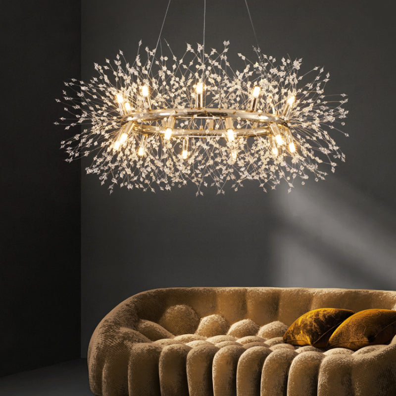 FalkenStil Ceiling lamps Elegante LED Pendelleuchte aus goldenem Metall/Kristall