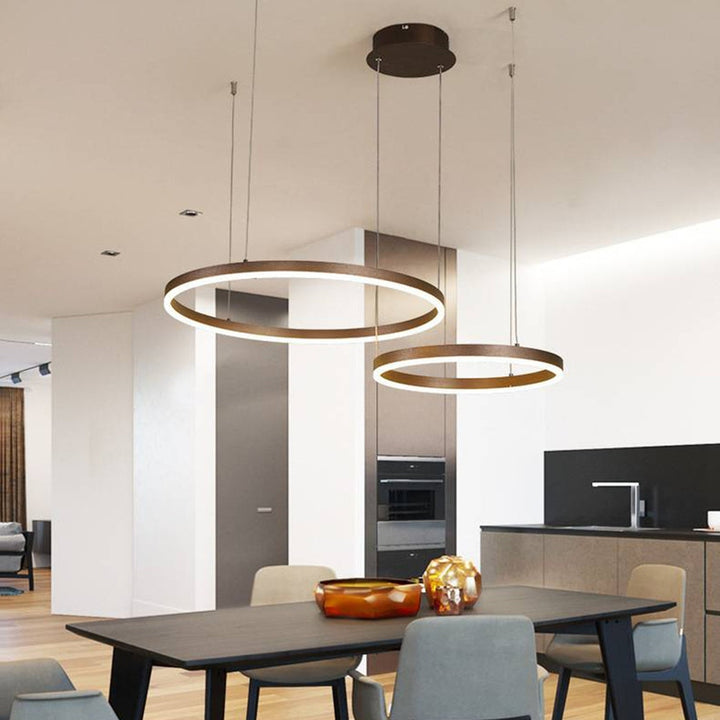 FalkenStil Ceiling lamps Elegante LED-Ring Pendelleuchte in Schwarz/Gold/Kaffee