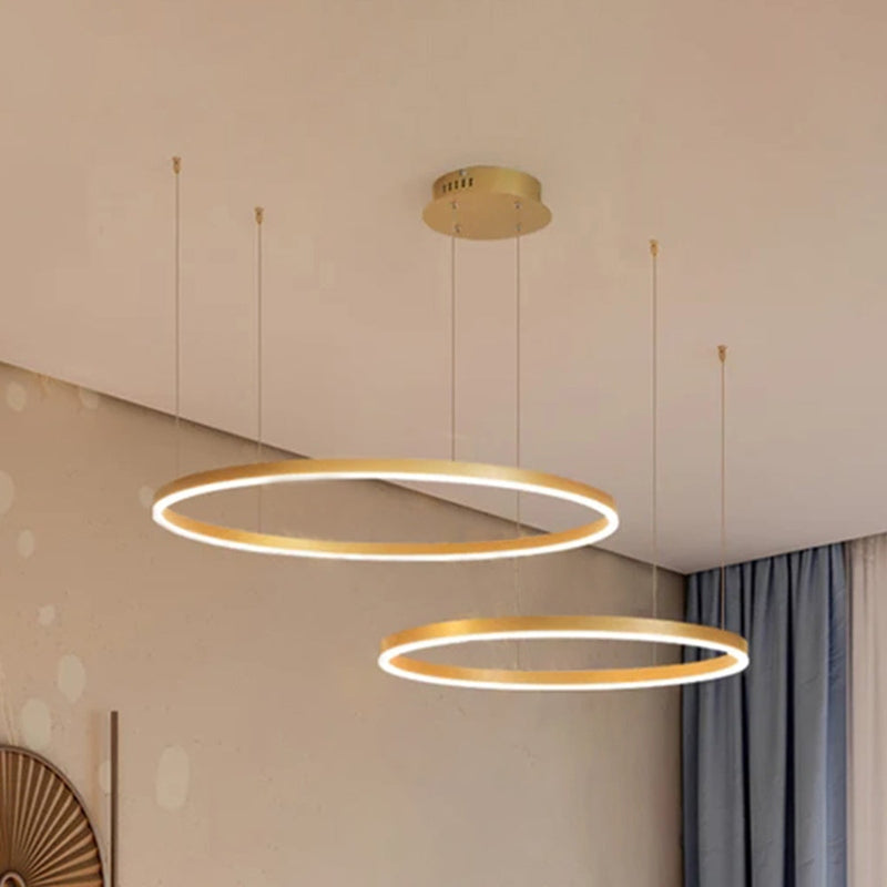 FalkenStil Ceiling lamps Elegante LED-Ring Pendelleuchte in Schwarz/Gold/Kaffee