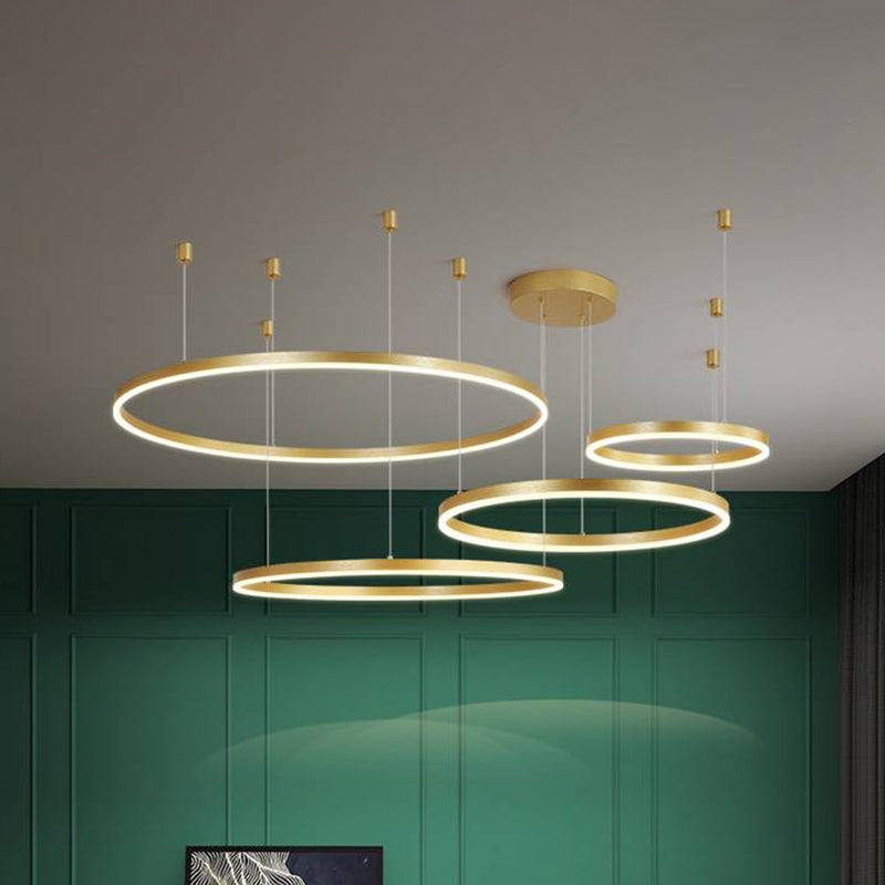 FalkenStil Ceiling lamps Elegante LED-Ring Pendelleuchte in Schwarz/Gold/Kaffee