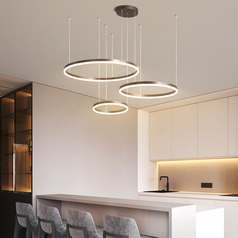 FalkenStil Ceiling lamps Elegante LED-Ring Pendelleuchte in Schwarz/Gold/Kaffee