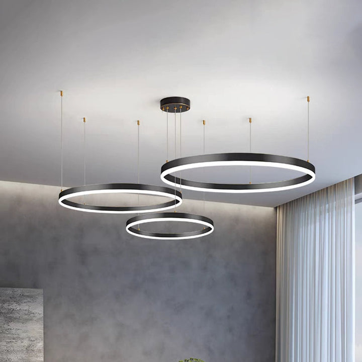 FalkenStil Ceiling lamps Elegante LED-Ring Pendelleuchte in Schwarz/Gold/Kaffee