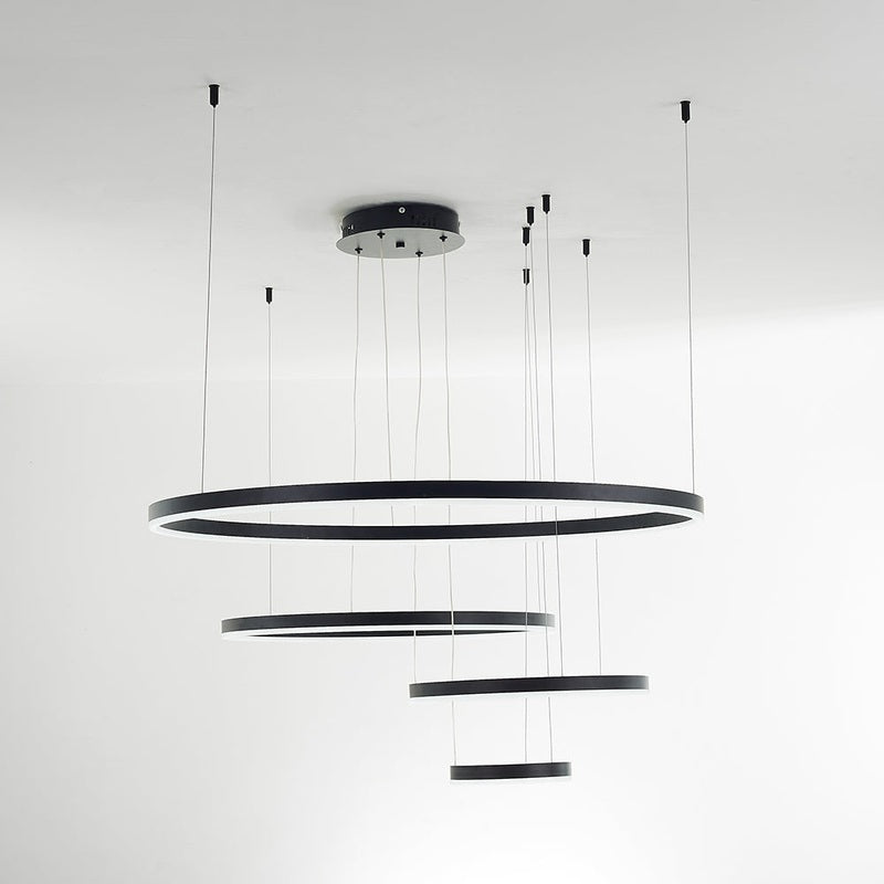 FalkenStil Ceiling lamps Elegante LED-Ring Pendelleuchte in Schwarz/Gold/Kaffee