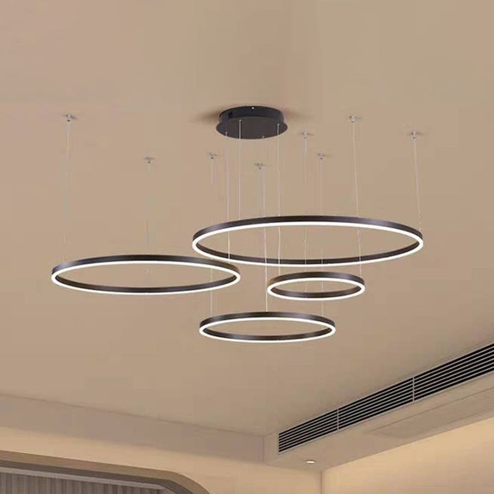 FalkenStil Ceiling lamps Elegante LED-Ring Pendelleuchte in Schwarz/Gold/Kaffee