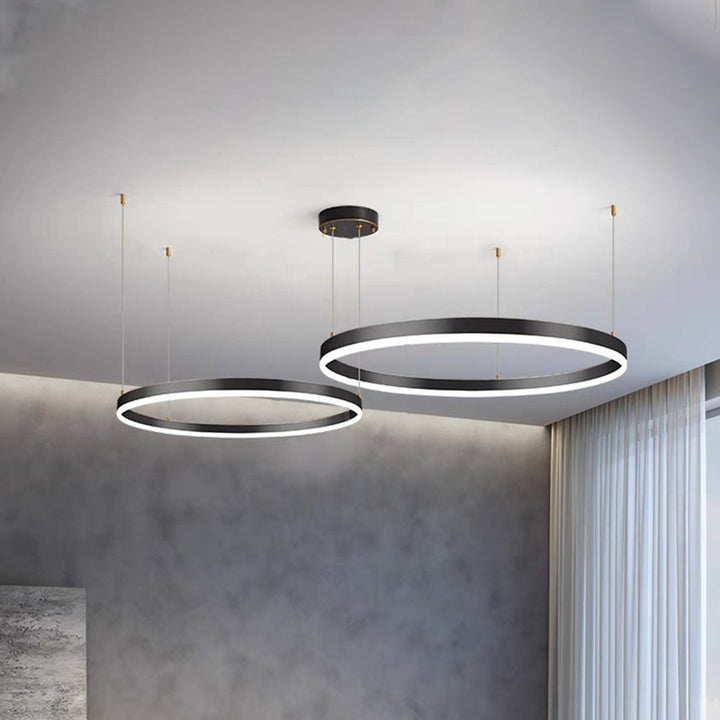 FalkenStil Ceiling lamps Elegante LED-Ring Pendelleuchte in Schwarz/Gold/Kaffee