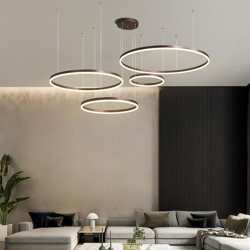 FalkenStil Ceiling lamps Elegante LED-Ring Pendelleuchte in Schwarz/Gold/Kaffee