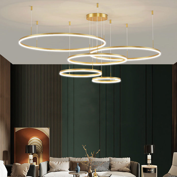 FalkenStil Ceiling lamps Elegante LED-Ring Pendelleuchte in Schwarz/Gold/Kaffee