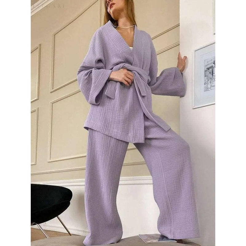 FalkenStil DEA050 Nedasa Kimono – Pyjama aus 100 % Baumwolle