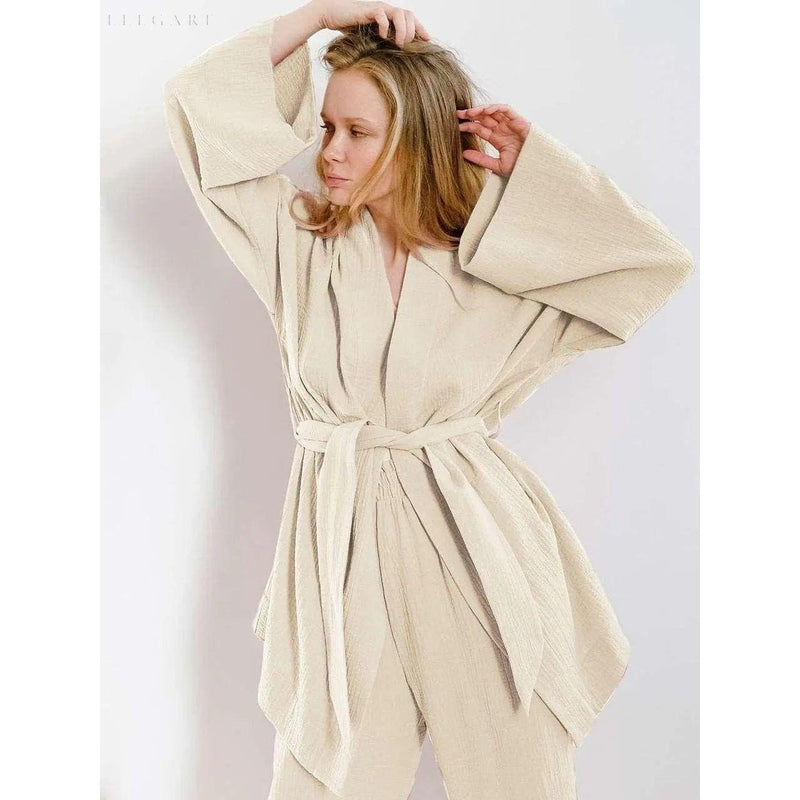 FalkenStil DEA050 Nedasa Kimono – Pyjama aus 100 % Baumwolle