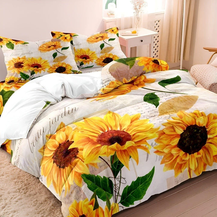 FalkenStil DEA985 SunflowerBliss Bettwäsche Set - Gedrucktes Sonnenblumen Bettbezug Set