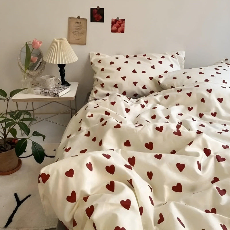 FalkenStil DEA988 RomanceNest - HeartDream Bettwäsche-Set mit Herz-Motiv für Ihr Schlafzimmer