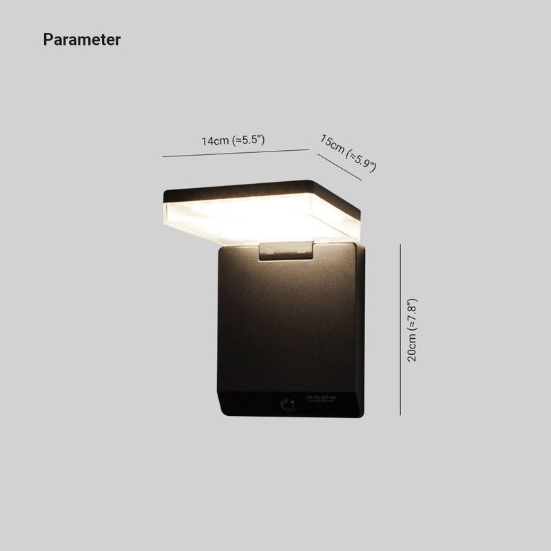 FalkenStil Outdoor Wall Lamp LumiLight® Rechtwinklige LED-Außenwandleuchte Schwarz mit Solar-Sensor