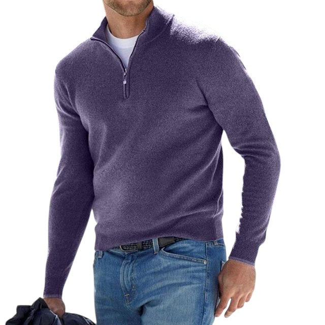 HugoStyle: Merino V-Hals Pullover mit Reißverschluss