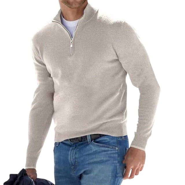 HugoStyle: Merino V-Hals Pullover mit Reißverschluss