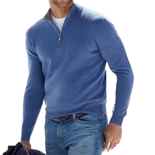 HugoStyle: Merino V-Hals Pullover mit Reißverschluss