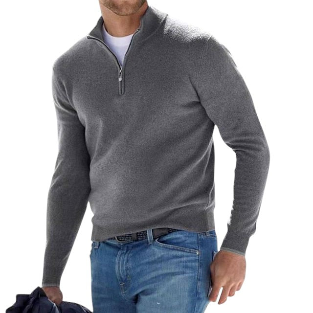 HugoStyle: Merino V-Hals Pullover mit Reißverschluss