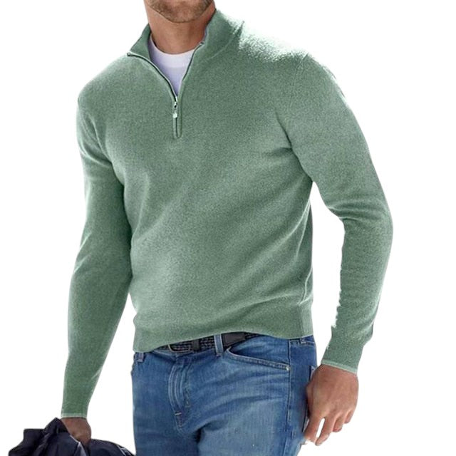 HugoStyle: Merino V-Hals Pullover mit Reißverschluss