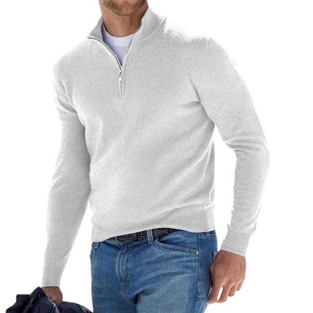 HugoStyle: Merino V-Hals Pullover mit Reißverschluss