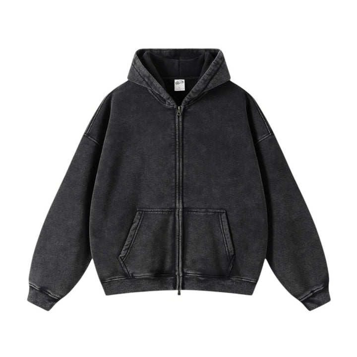 Verwaschener Vintage Zip Hoodie – Bequem und Stilvoll für Männer