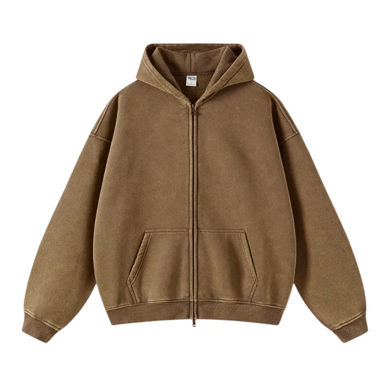 Verwaschener Vintage Zip Hoodie – Bequem und Stilvoll für Männer