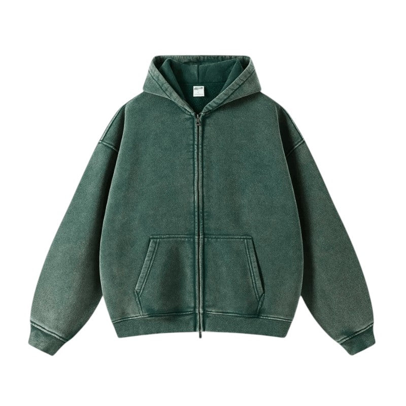 Verwaschener Vintage Zip Hoodie – Bequem und Stilvoll für Männer