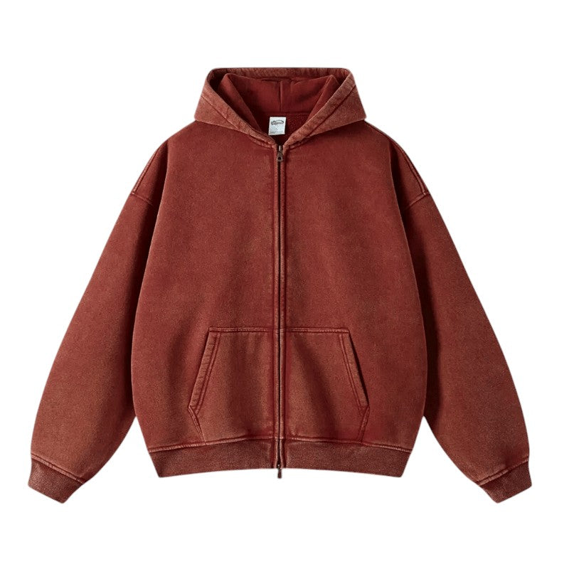 Verwaschener Vintage Zip Hoodie – Bequem und Stilvoll für Männer